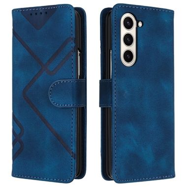 Peňaženkové kožené puzdro Line na Samsung Galaxy Z Fold5 - Kráľovská modrá