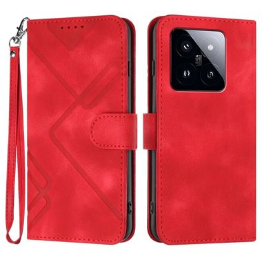 Peňaženkové kožené puzdro Line na Xiaomi 14 Pro - Červená