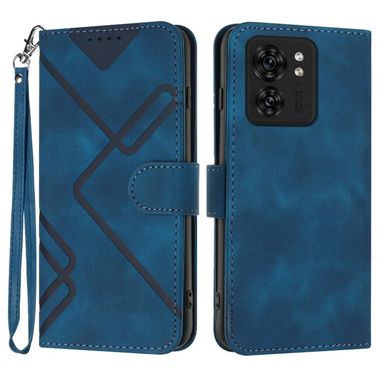 Peňaženkové kožené puzdro Line Pattern na Motorola Edge 40 - Kráľovská modrá