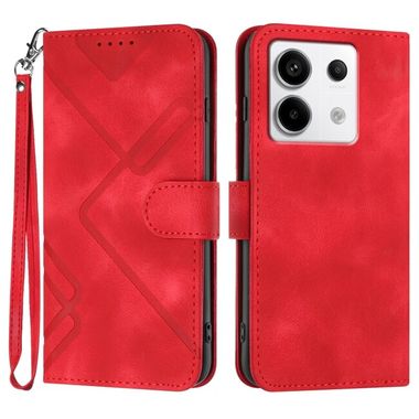 Peňaženkové kožené puzdro Line Pattern na Xiaomi Redmi Note 13 Pro 4G - Červená