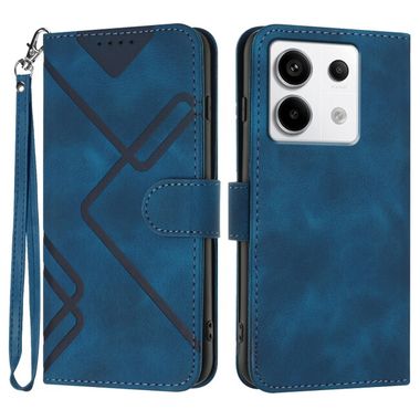 Peňaženkové kožené puzdro Line Pattern na Xiaomi Redmi Note 13 Pro 4G - Kráľovská modrá