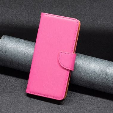 Peňaženkové kožené puzdro LITCHI na iPhone 15 Pro Max - Rose Red