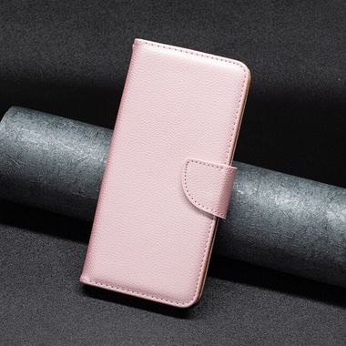 Peňaženkové kožené puzdro LITCHI na iPhone 15 Pro Max - Ružovozlatá