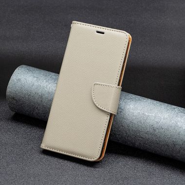 Peňaženkové kožené puzdro LITCHI na iPhone 15 Pro Max - Šedá