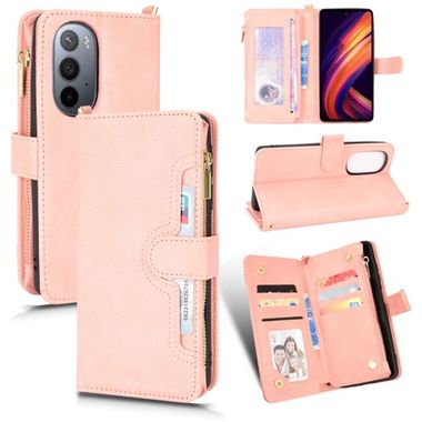 Peňaženkové kožené puzdro Litchi na Motorola Edge 30 - Ružová