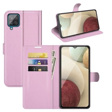 Peňaženkové kožené puzdro LITCHI na Samsung Galaxy A22 4G - Ružová
