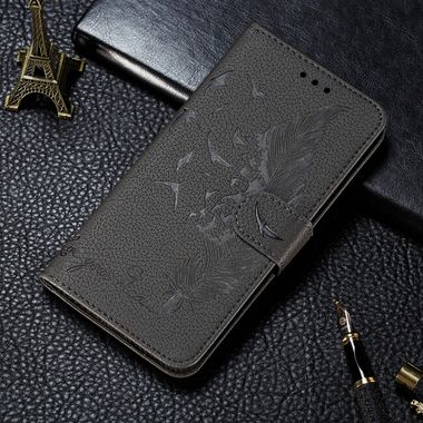 Peňaženkové kožené puzdro LITCHI na Samsung Galaxy A22 4G - Šedá