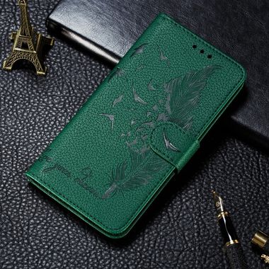 Peňaženkové kožené puzdro LITCHI na Samsung Galaxy A22 4G - Zelená