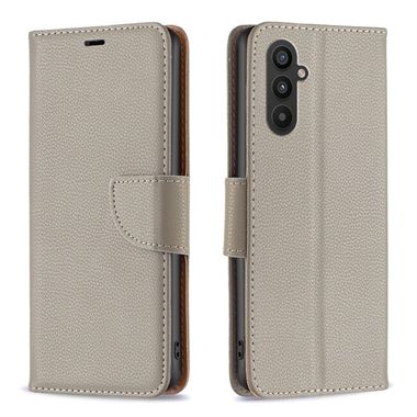 Peňaženkové kožené puzdro Litchi na Samsung Galaxy A24 - Šedá