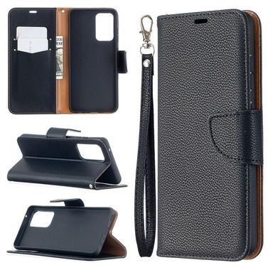 Peňaženkové kožené puzdro LITCHI na Samsung Galaxy  A52 5G / A52s 5G - Čierna