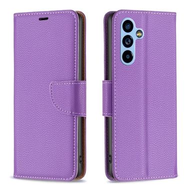 Peňaženkové kožené puzdro LITCHI na Samsung Galaxy A54 5G – Fialová