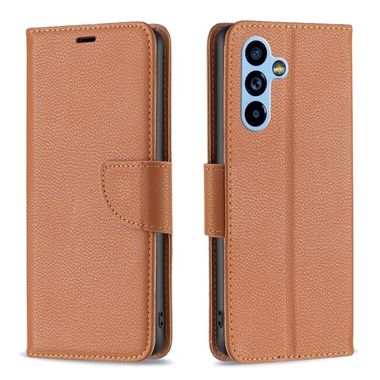 Peňaženkové kožené puzdro LITCHI na Samsung Galaxy A54 5G – Hnedá