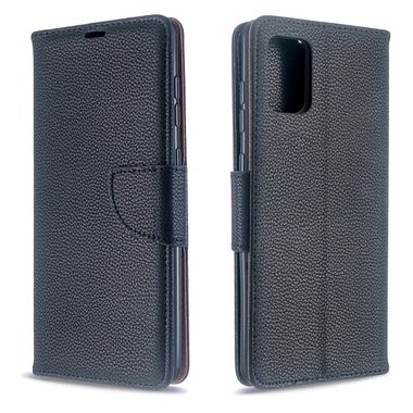 Peňaženkové kožené puzdro Litchi na Samsung Galaxy A71 - čierné