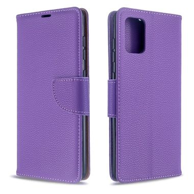 Peňaženkové kožené puzdro Litchi na Samsung Galaxy A71 - Fialová