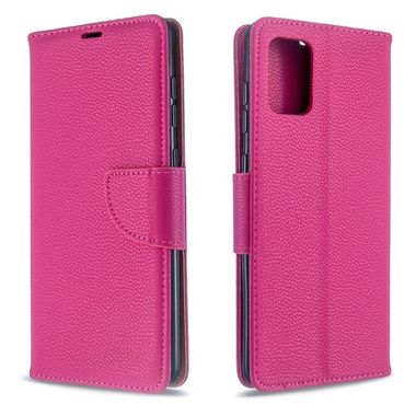 Peňaženkové kožené puzdro Litchi na Samsung Galaxy A71 - Rose Red