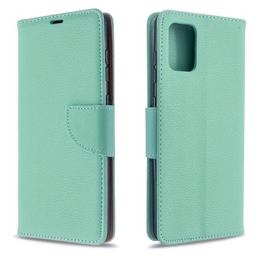 Peňaženkové kožené puzdro Litchi na Samsung Galaxy A71 - Zelená