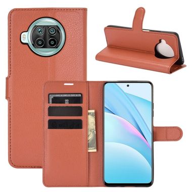 Peňaženkové kožené puzdro LITCHI na Xiaomi Mi 10T Lite 5G - Hnedá