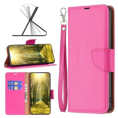 Peňaženkové kožené puzdro Litchi na Xiaomi Redmi 12 - Ružovočervená