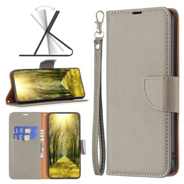 Peňaženkové kožené puzdro Litchi na Xiaomi Redmi 12 - Šedá