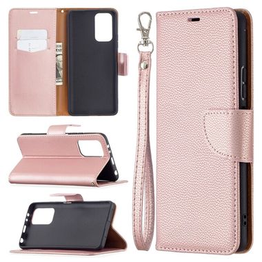 Peňaženkové kožené puzdro LITCHI na Xiaomi Redmi Note 10 Pro - Ružovozlatá