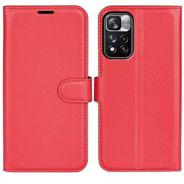 Peňaženkové kožené puzdro LITCHI na Xiaomi Redmi Note 11 Pro - Červená