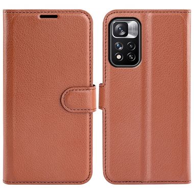 Peňaženkové kožené puzdro LITCHI na Xiaomi Redmi Note 11 Pro - Hnedá