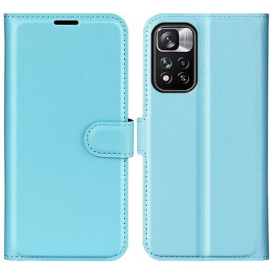 Peňaženkové kožené puzdro LITCHI na Xiaomi Redmi Note 11 Pro - Modrá