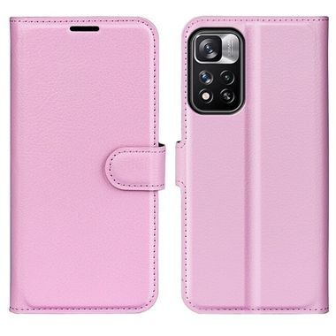 Peňaženkové kožené puzdro LITCHI na Xiaomi Redmi Note 11 Pro - Ružová