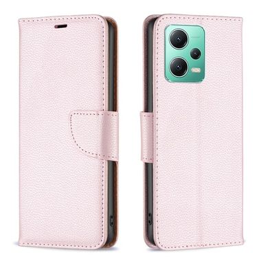 Peňaženkové kožené puzdro LITCHI na Xiaomi Redmi Note 12 5G – Ružovozlatá