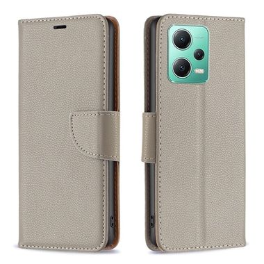 Peňaženkové kožené puzdro LITCHI na Xiaomi Redmi Note 12 5G – Šedá