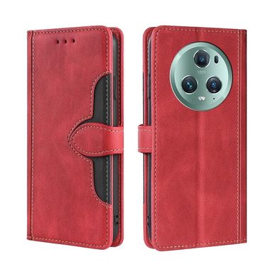 Peňaženkové kožené puzdro Magnetic Buckle na Honor Magic5 Pro - Červená