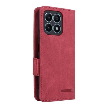 Peňaženkové kožené puzdro Magnetic Clasp na Honor X8a - Červená
