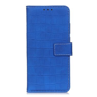 Peňaženkové kožené puzdro Magnetic Crocodile na Moto G31/G41 - Modrá