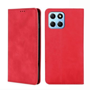 Peňaženkové kožené puzdro Magnetic na Honor X8 5G/X6 - Červená