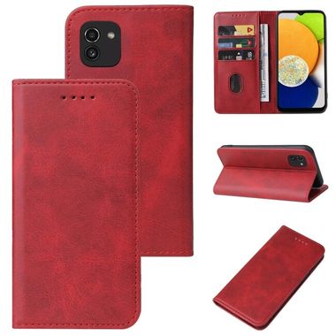 Peňaženkové kožené puzdro MAGNETIC na Samsung Galaxy A03 – Červená