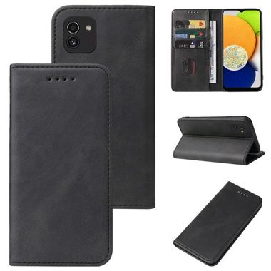 Peňaženkové kožené puzdro MAGNETIC na Samsung Galaxy A03 – Čierna