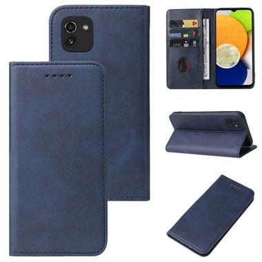 Peňaženkové kožené puzdro MAGNETIC na Samsung Galaxy A03 – Modrá