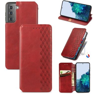 Peňaženkové kožené puzdro MAGNETIC na Samsung Galaxy S21 Plus 5G - Červená