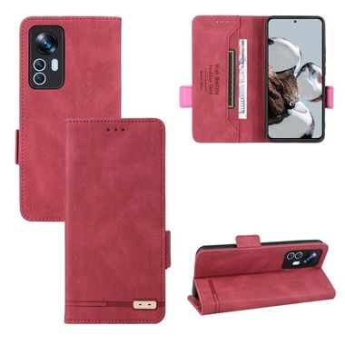 Peňaženkové kožené puzdro CLASP na Xiaomi 12T / 12T Pro – Červená
