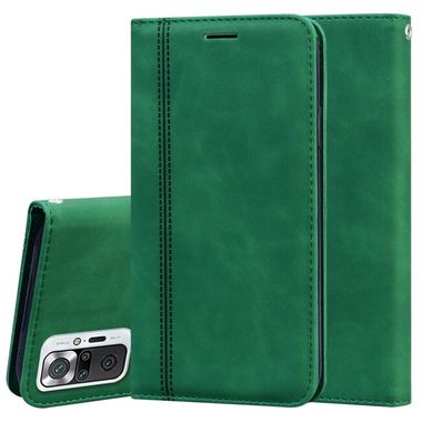 Peňaženkové kožené puzdro MAGNETIC na Xiaomi Redmi Note 10 Pro - Zelená