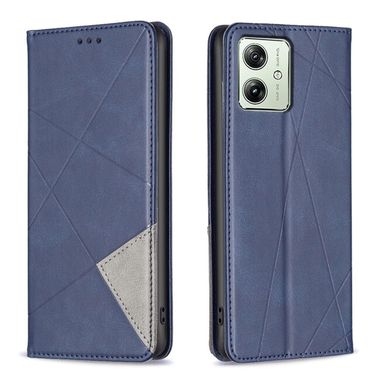 Peňaženkové kožené puzdro Magnetic Rhombus Texture na Moto G54 5G / G54 5G Power Edition - Modrá
