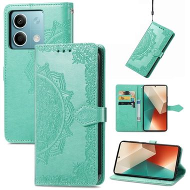 Peňaženkové kožené puzdro Mandala Flower na Xiaomi Redmi Note 13 - Zelená