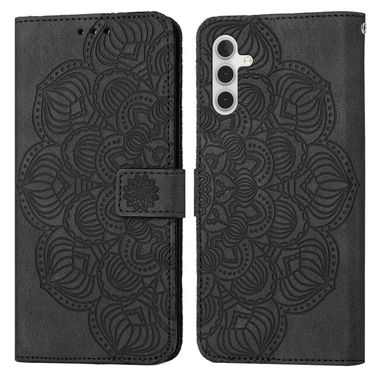 Peňaženkové kožené puzdro MANDALA na Samsung Galaxy A34 5G – Čierna