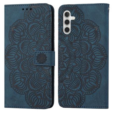 Peňaženkové kožené puzdro MANDALA na Samsung Galaxy A34 5G – Modrá
