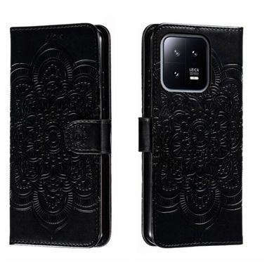 Peňaženkové kožené puzdro MANDALA na Xiaomi 13 – Čierna