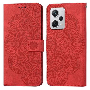 Peňaženkové kožené puzdro MANDALA na Xiaomi Redmi Note 12 Pro 5G – Červená