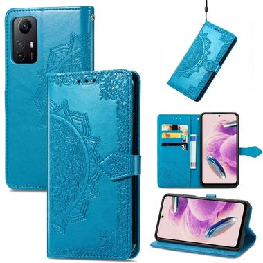 Peňaženkové kožené puzdro Mandala na Xiaomi Redmi Note 12S - Modrá