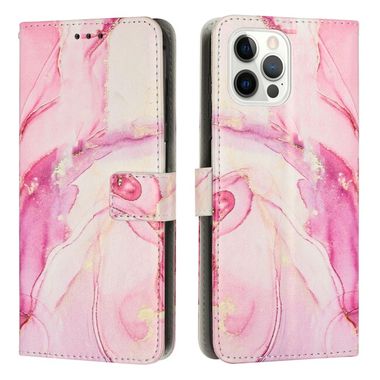 Peňaženkové kožené puzdro MARBLE na iPhone 15 Pro Max - Ružovozlatá