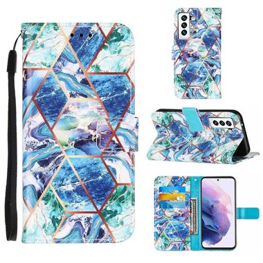 Peňaženkové kožené puzdro MARBLE na Samsung Galaxy S22 Plus 5G - Modrozelená