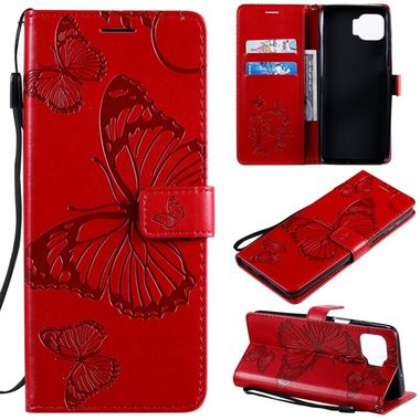 Peňaženkové kožené puzdro Motýľ pre Motorola Moto G 5G Plus - Červená